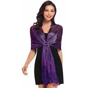 SPARKLING Purple Metallic Dressy SHAWL Scarf WRAP